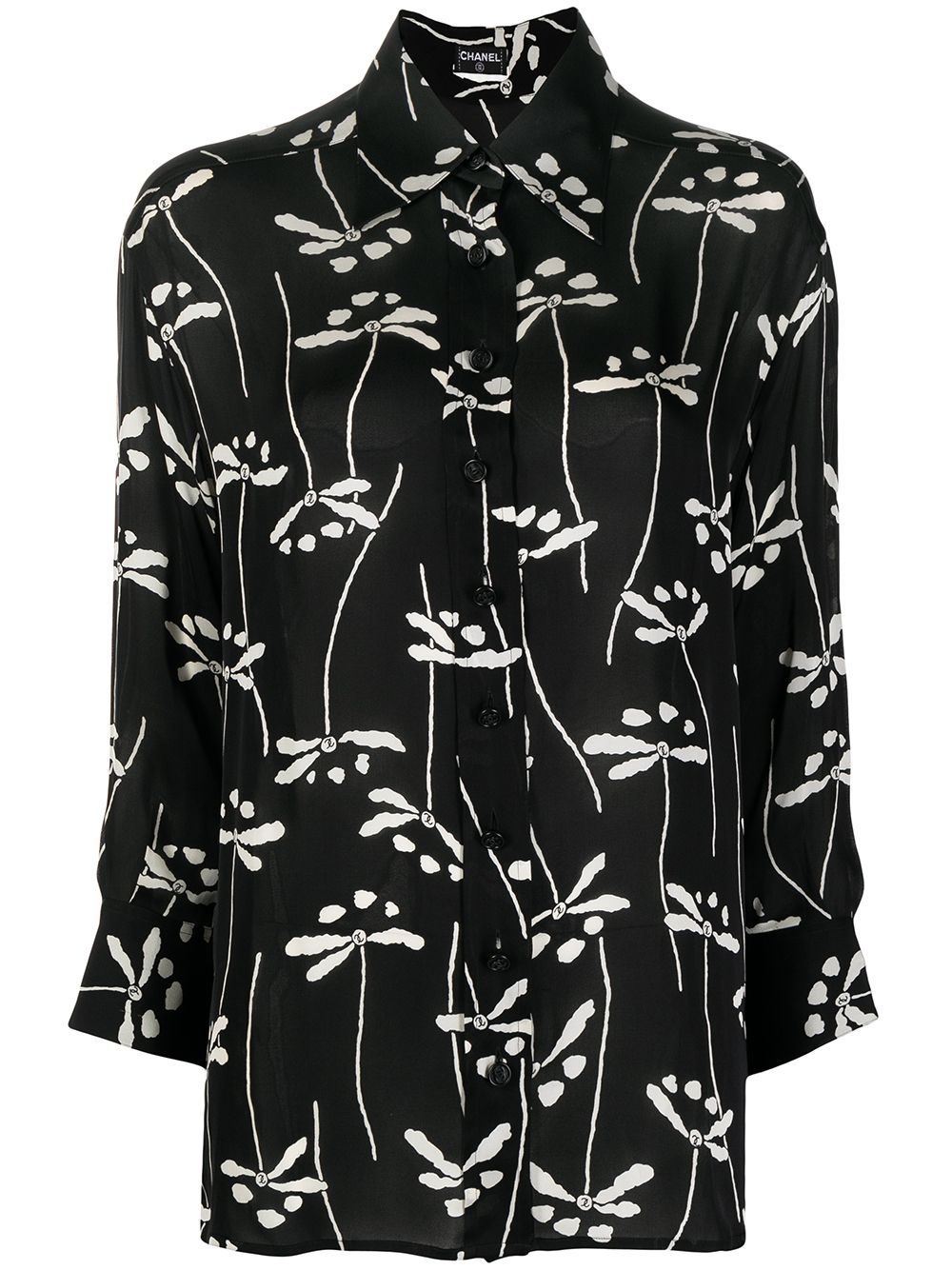 

Chanel Pre-Owned camisa de seda con estampado floral abstracto - Negro