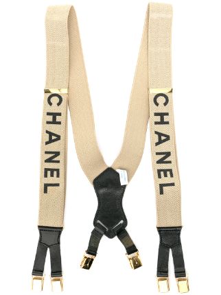 CHANEL Pre-Owned logo-print Suspenders - Farfetch