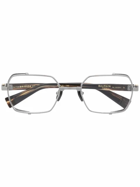 Balmain Eyewear Brigade metallic rectangular glasses