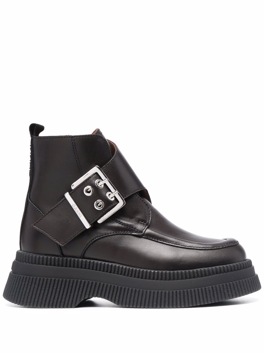 T.U.K pointed vegan creeper boots with multi buckle
