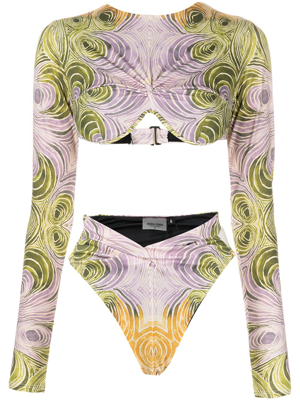 фото Andrea iyamah akacia abstract-print longsleeved bikini