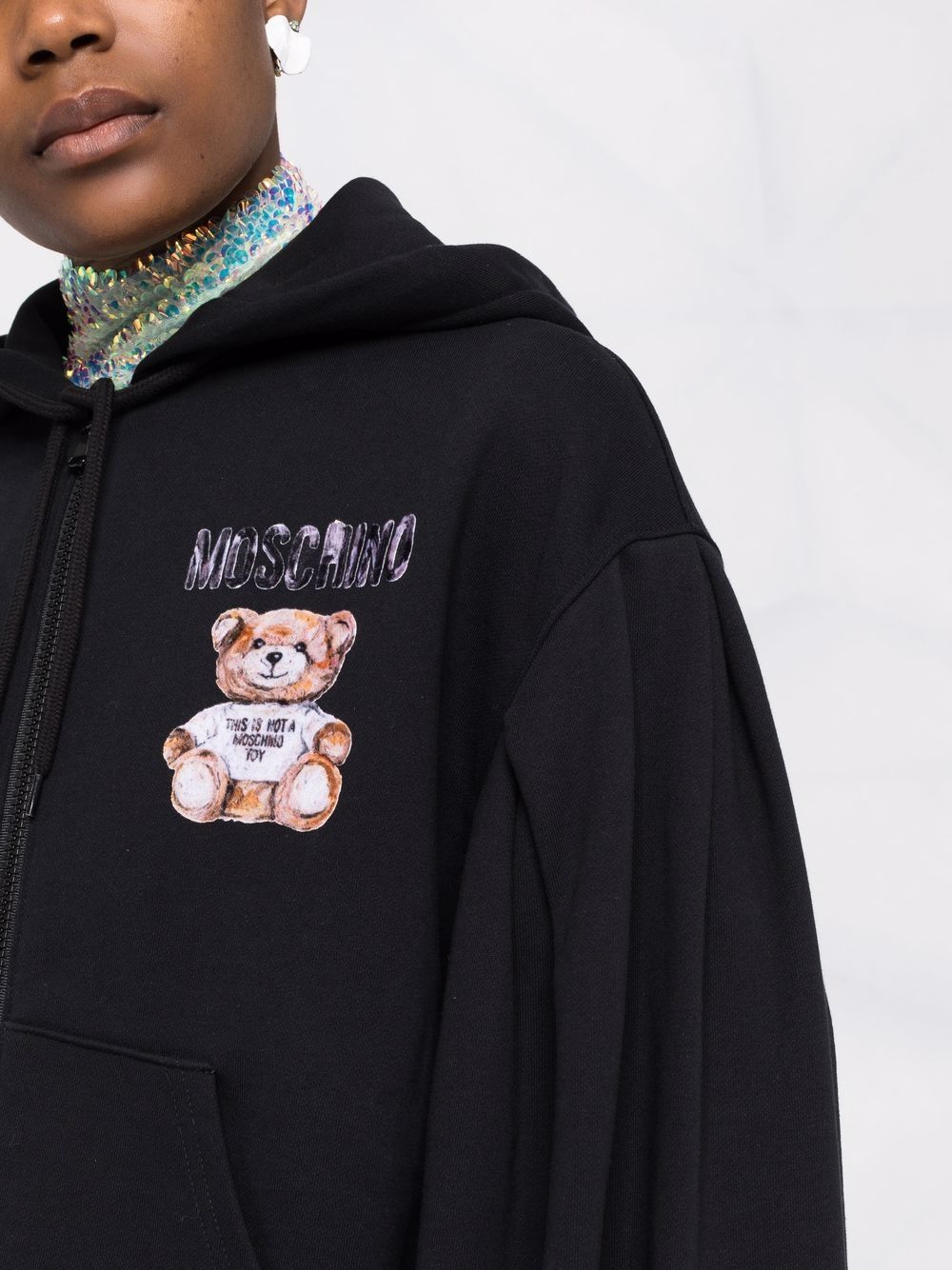 фото Moschino укороченное худи teddy с нашивкой-логотипом