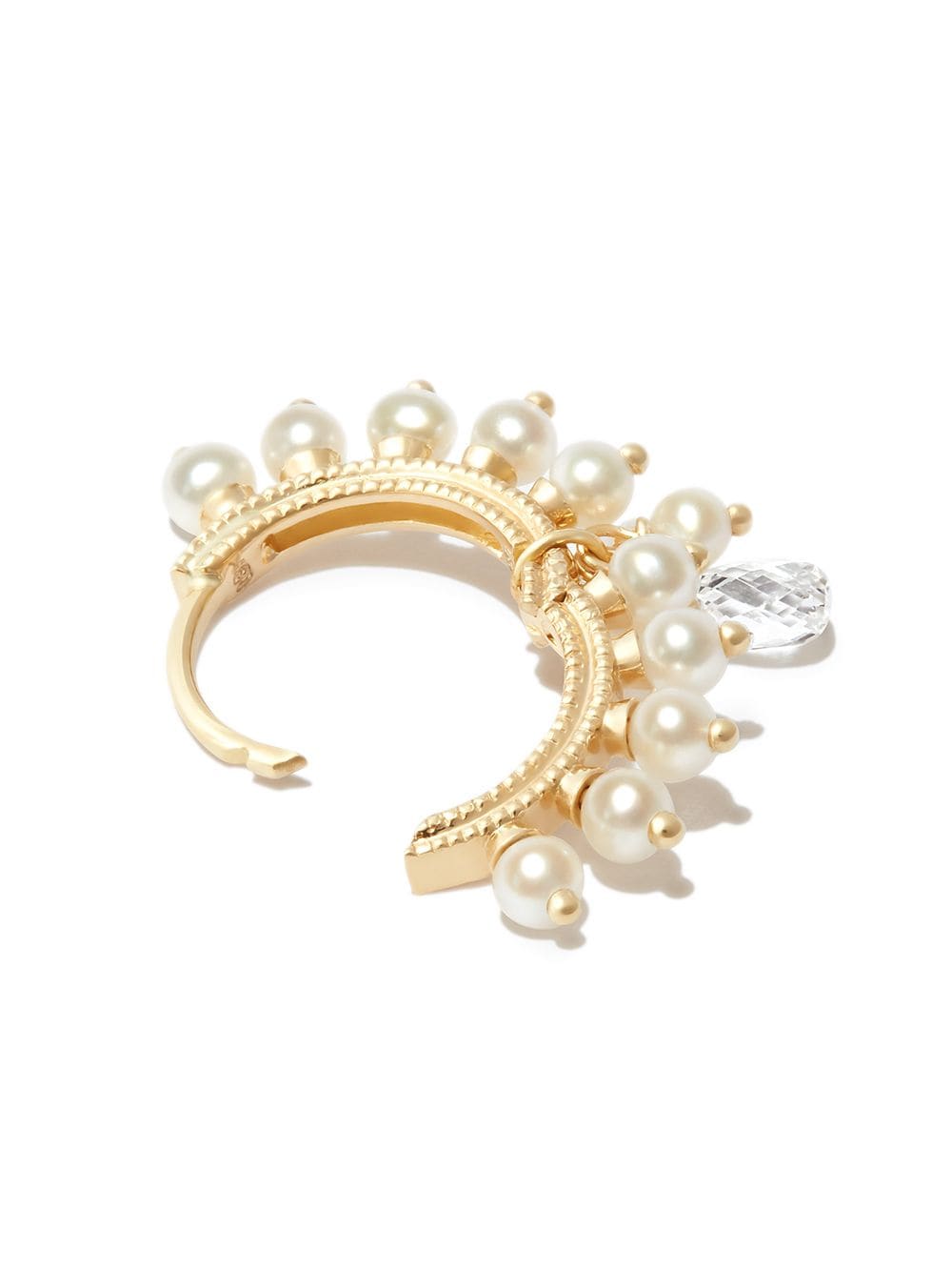 Shop Maria Tash 18kt Yellow Gold Pearl And Diamond Hoop Earring