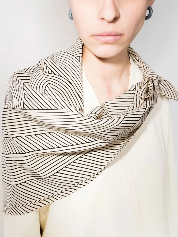 TOTEME Striped Monogram Print Scarf - Neutrals