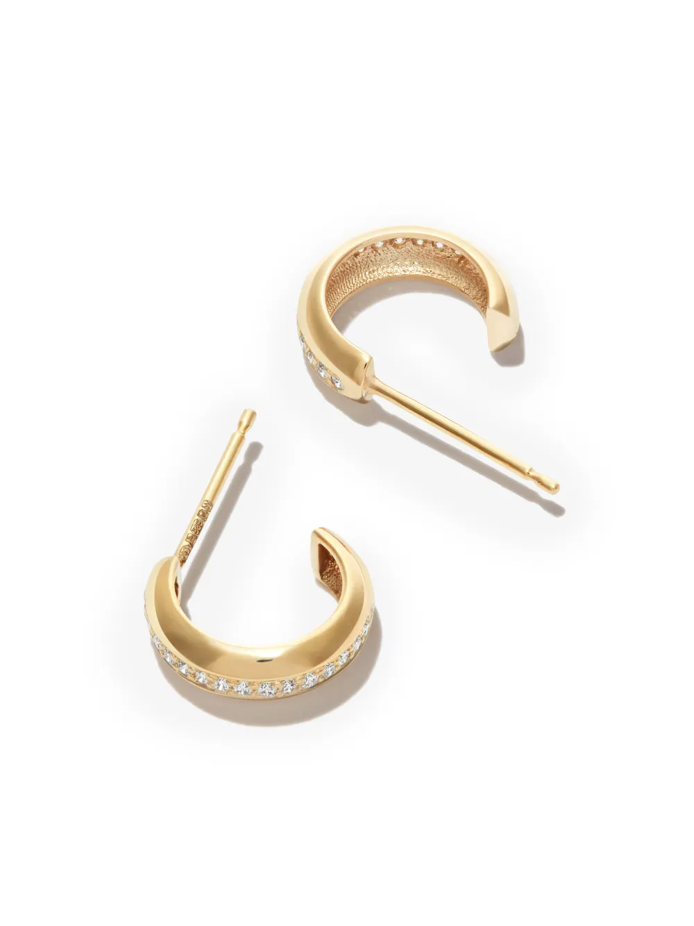 Shop Zoë Chicco 14kt Yellow Gold Diamond Hoop Earrings