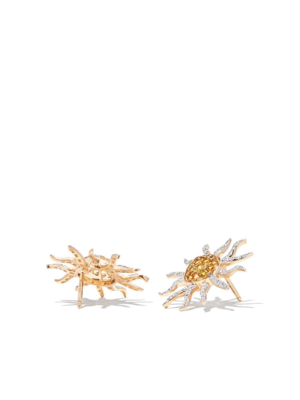 Shop Yvonne Léon 9kt Yellow Gold Sun Citrine And Diamond Stud Earrings