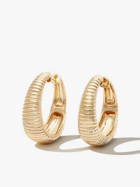 Yvonne Léon 9kt yellow gold diamond hoop earrings