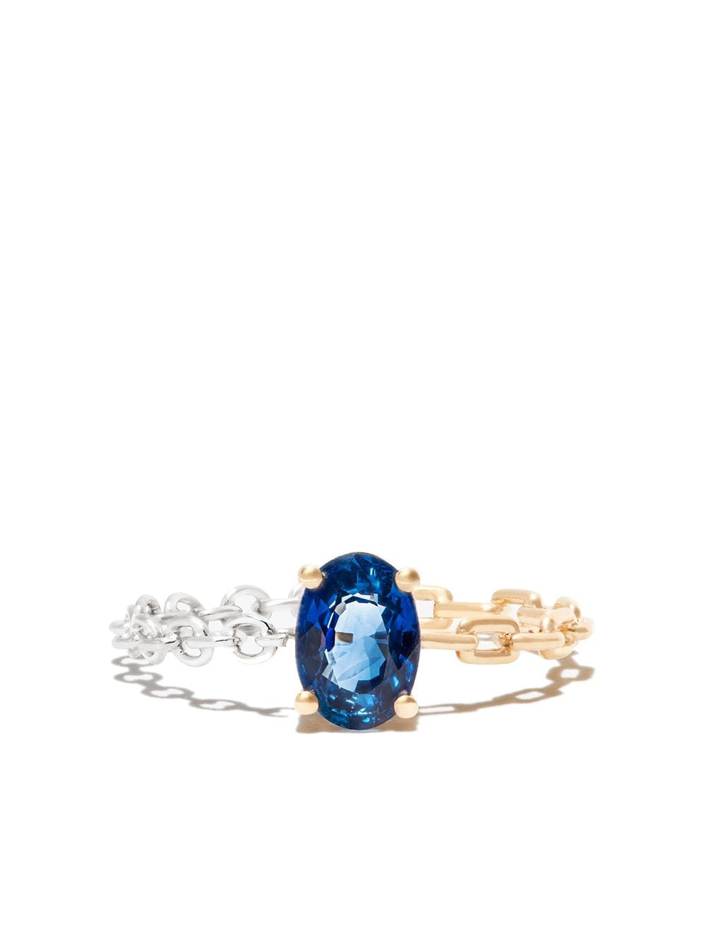 Shop Yvonne Léon 9kt Gold Solitaire Sapphire Ring In Silver