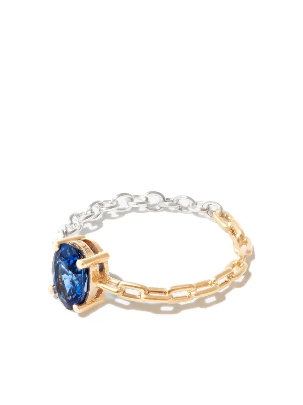 Yvonne Léon 9kt Gold Solitaire Sapphire Ring in Silver