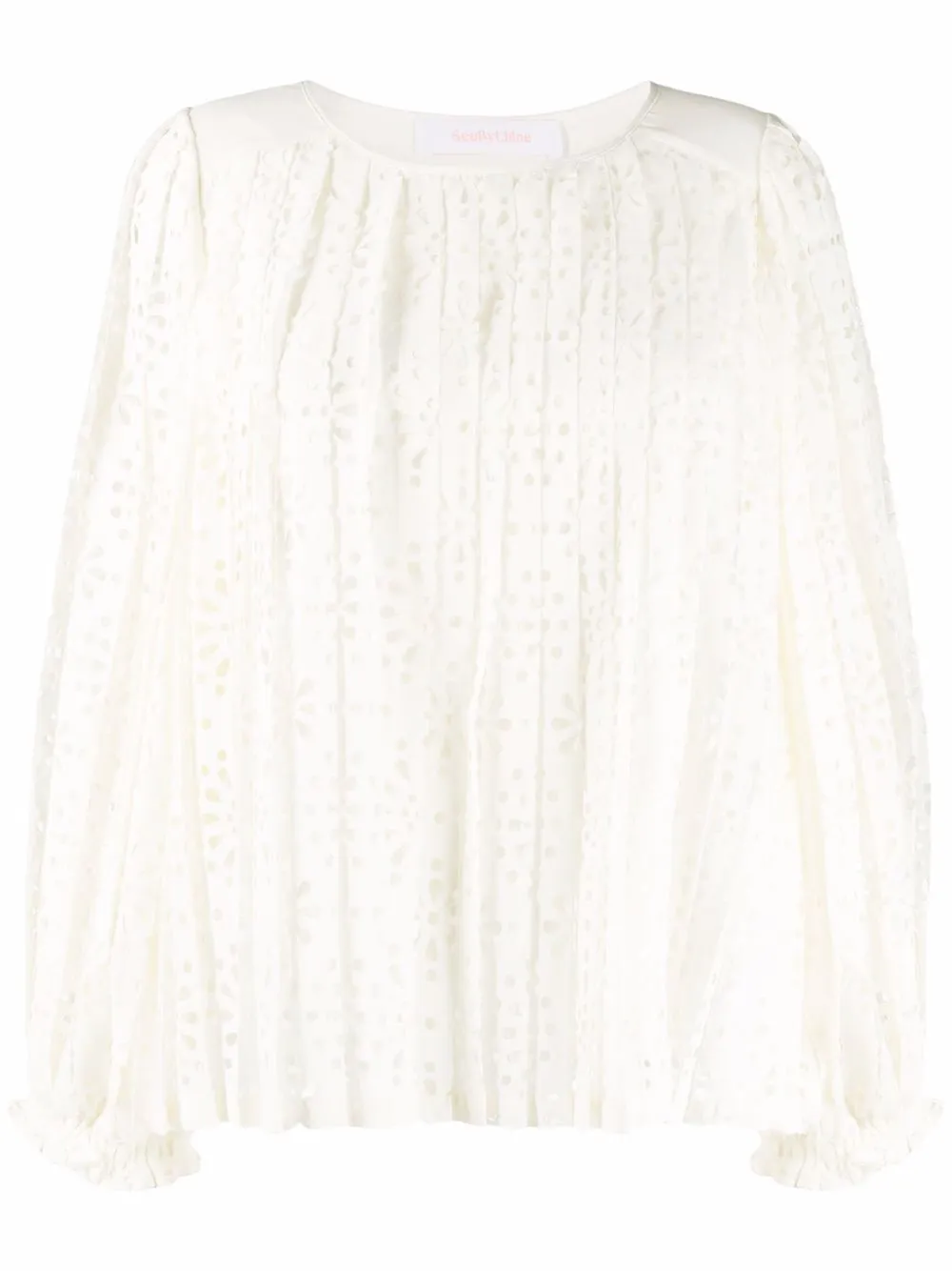 

See by Chloé floral cut-out pleated blouse - White