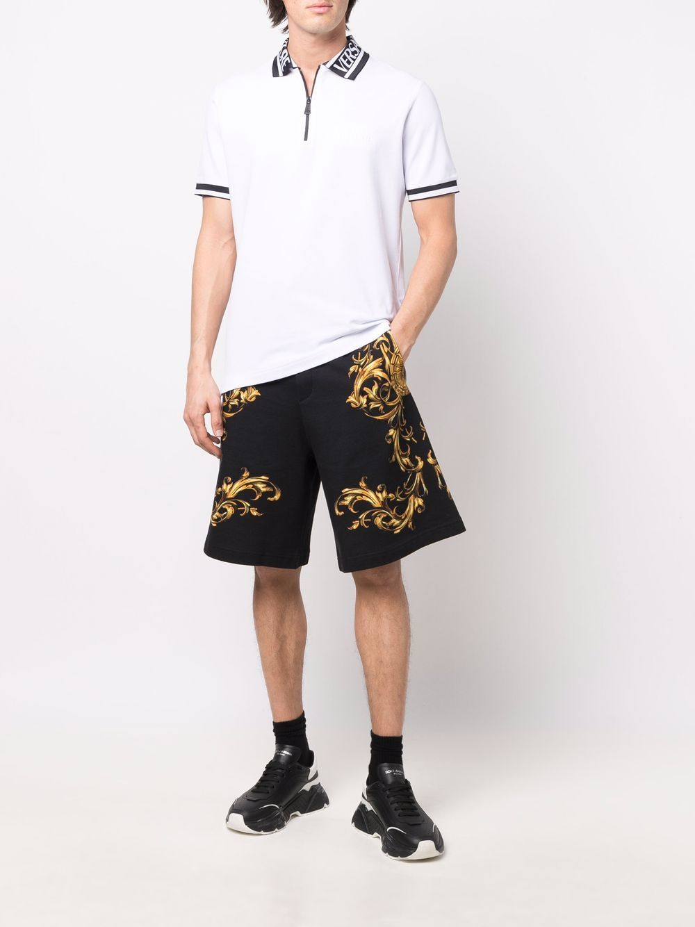 Versace Jeans Couture Shorts met barokprint - Zwart