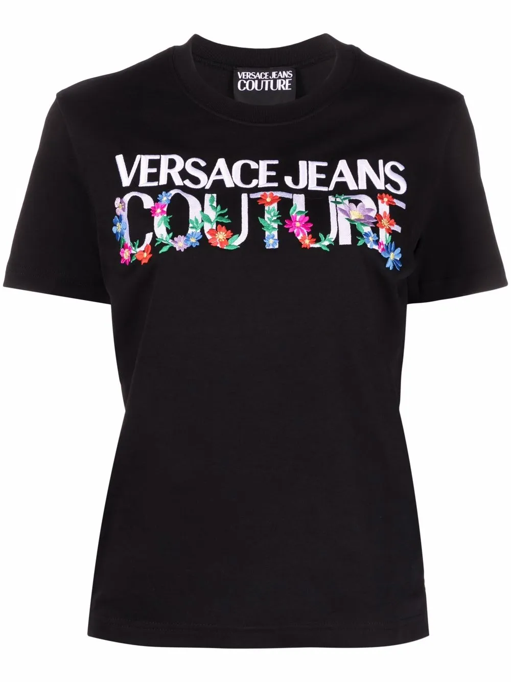 

Versace Jeans Couture playera con bordado floral - Negro