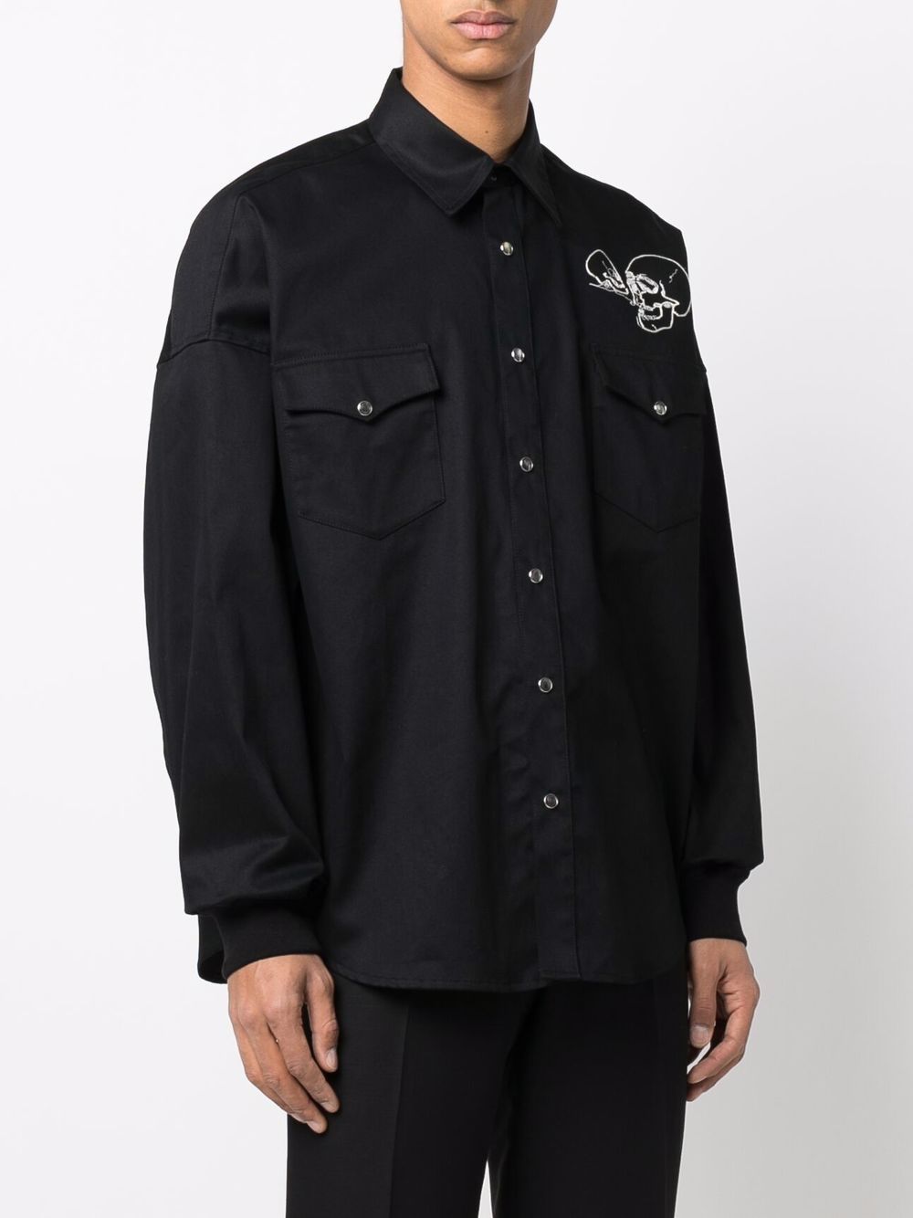 Shop Alexander Mcqueen Skull-embroidered Shirt In Black
