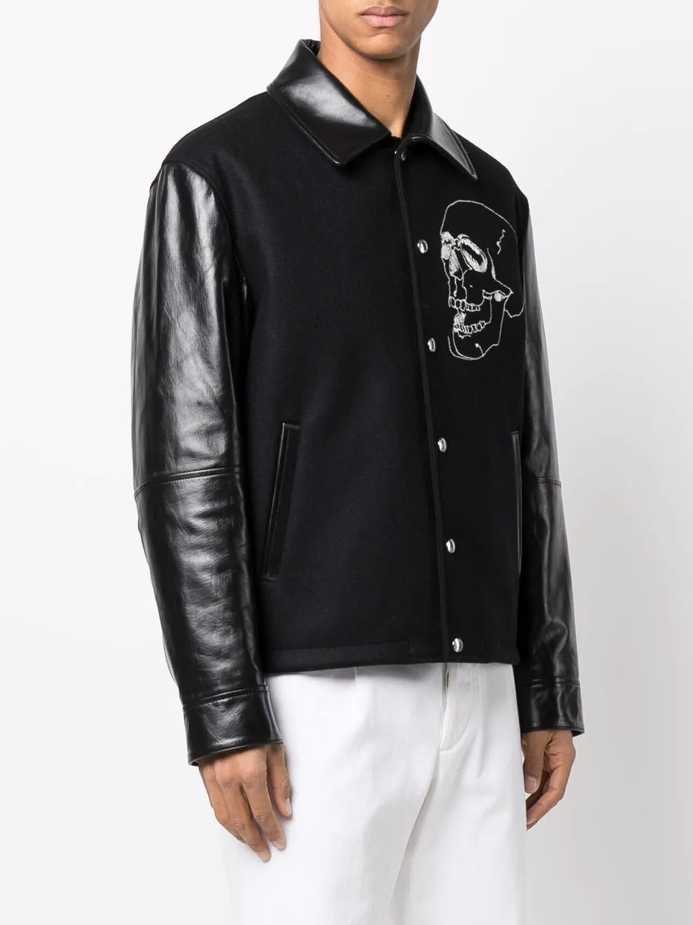 Shop Alexander Mcqueen Skull-embroidered Jacket In Black