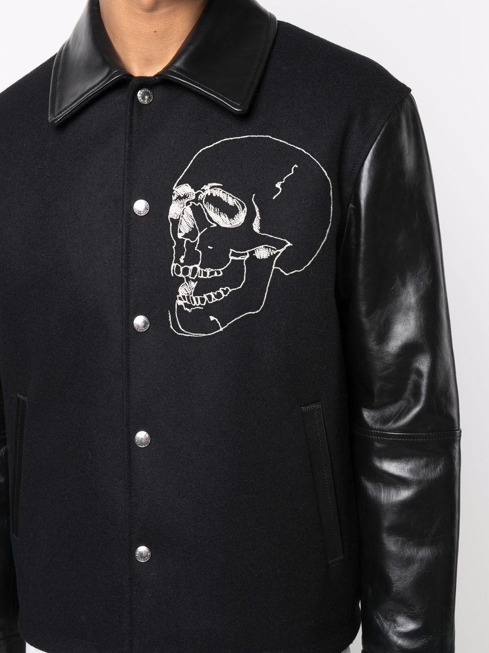 Shop Alexander Mcqueen Skull-embroidered Jacket In Black
