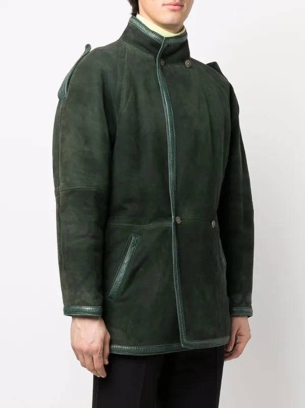 Versace Pre-Owned 1980s double-breasted Shearling Coat | Green