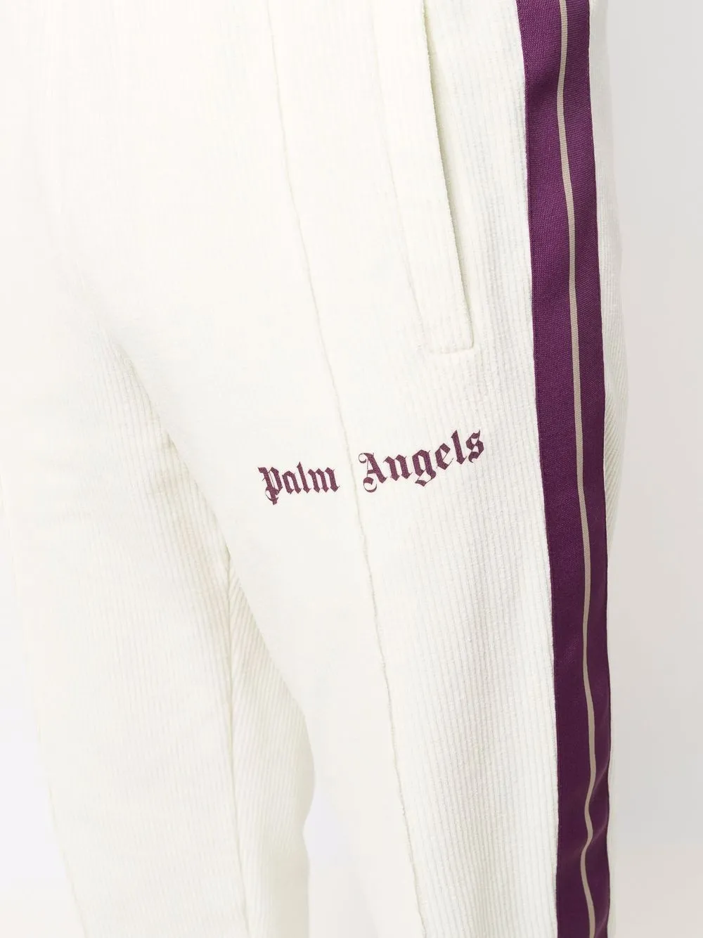 Palm Angels Logo-embroidered Drawstring Track Pants In Neutrals