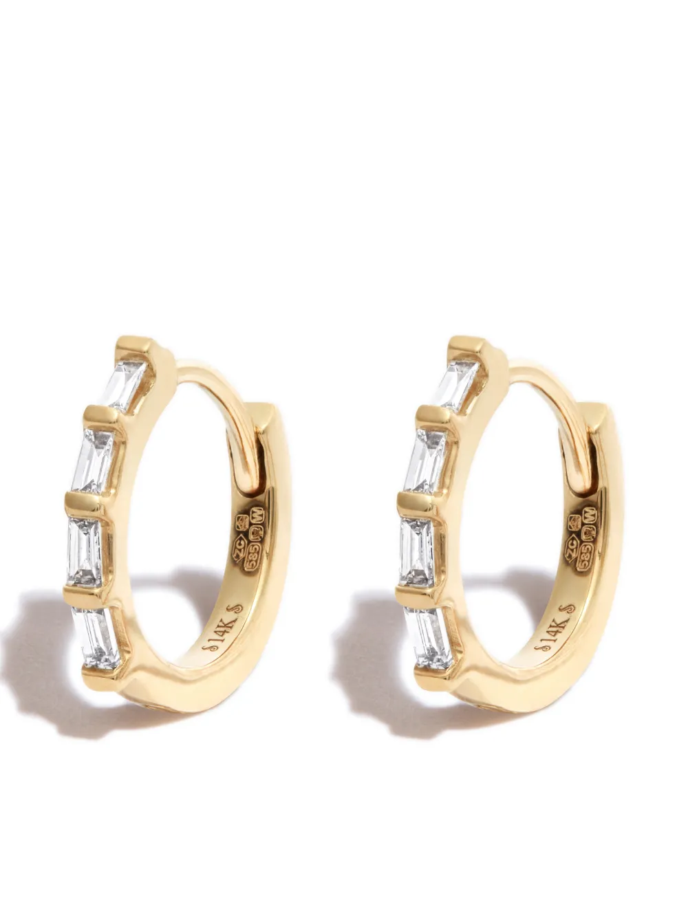 Shop Zoë Chicco 14kt Yellow Gold Diamond Huggie Hoop Earrings