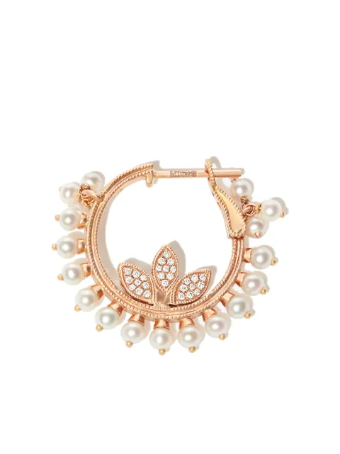 MARIA TASH 18kt rose gold Cornet pearl and diamond hoop earrings