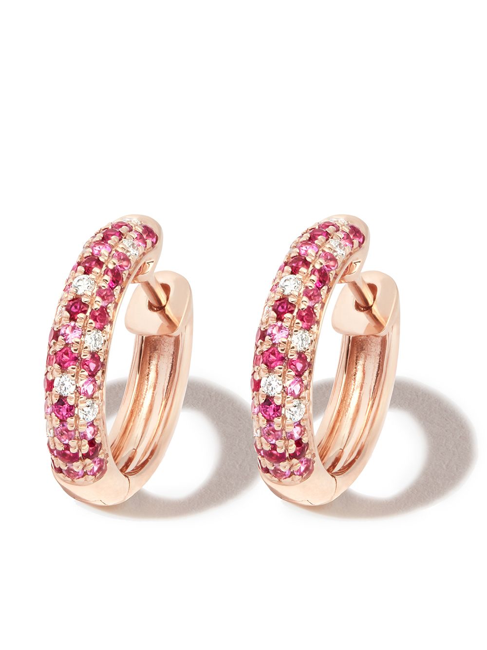 

Roxanne First 14kt rose gold sapphire and diamond hoop earrings - Pink