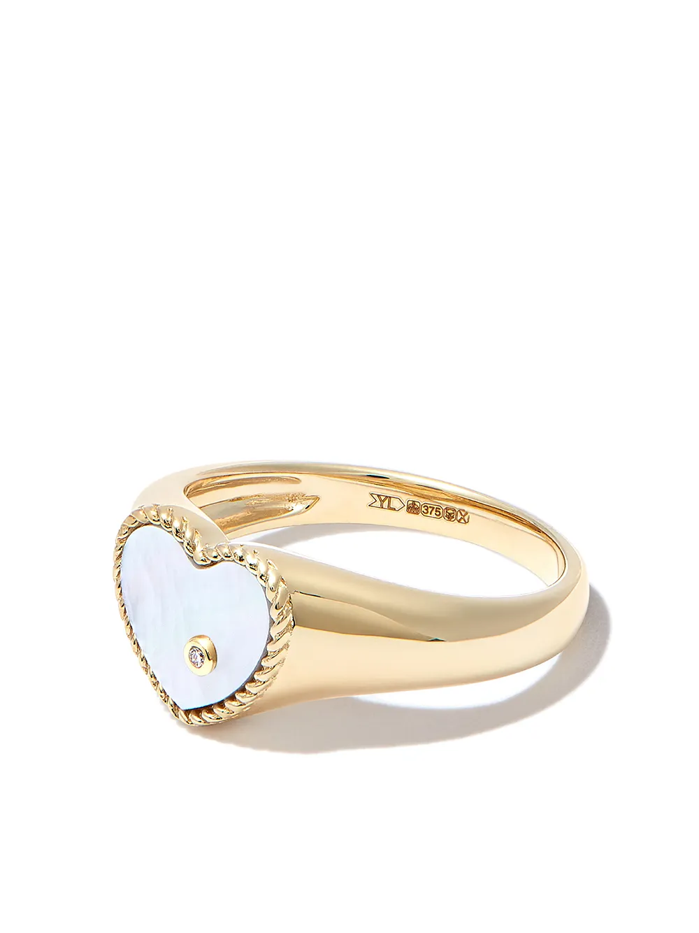 

Yvonne Léon anillo con sello Mini Heart en oro amarillo de 9kt con diamantes - YELLOW