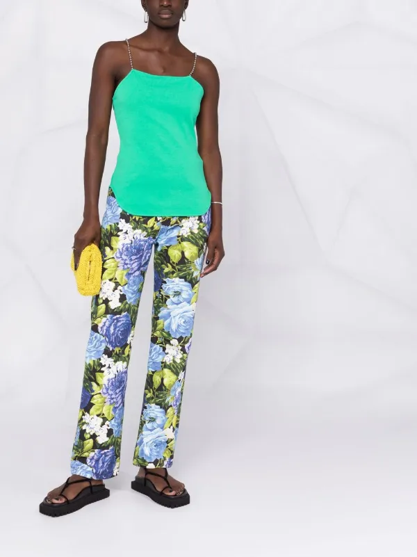 The Attico chain-detail square-neck Top | Green | FARFETCH AU