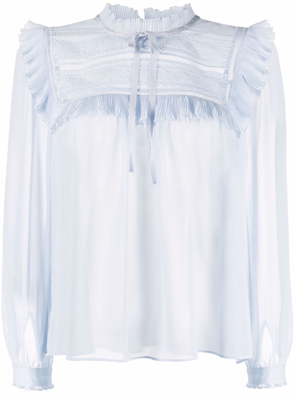 

Self-Portrait ruffled semi-sheer blouse - Blue