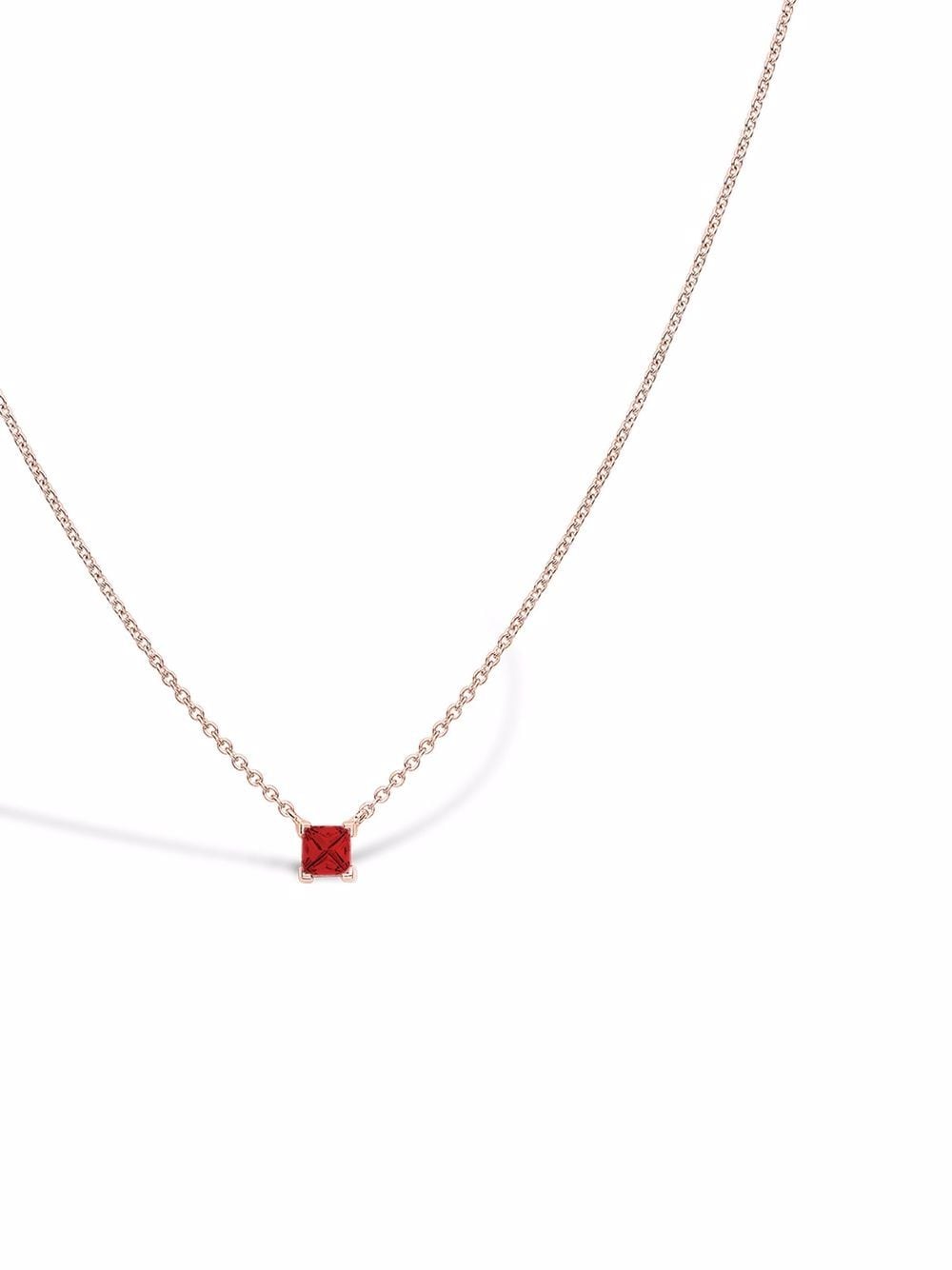 Shop Pragnell 18kt Rose Gold Rockchic Ruby Solitaire Necklace In Rosa