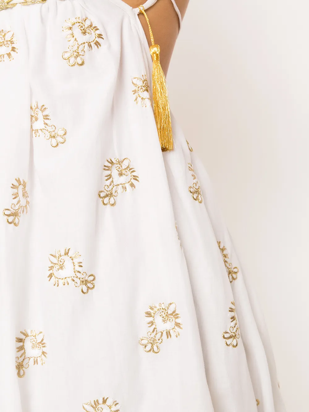 Olympiah Floral-embroidered Backless Dress In White