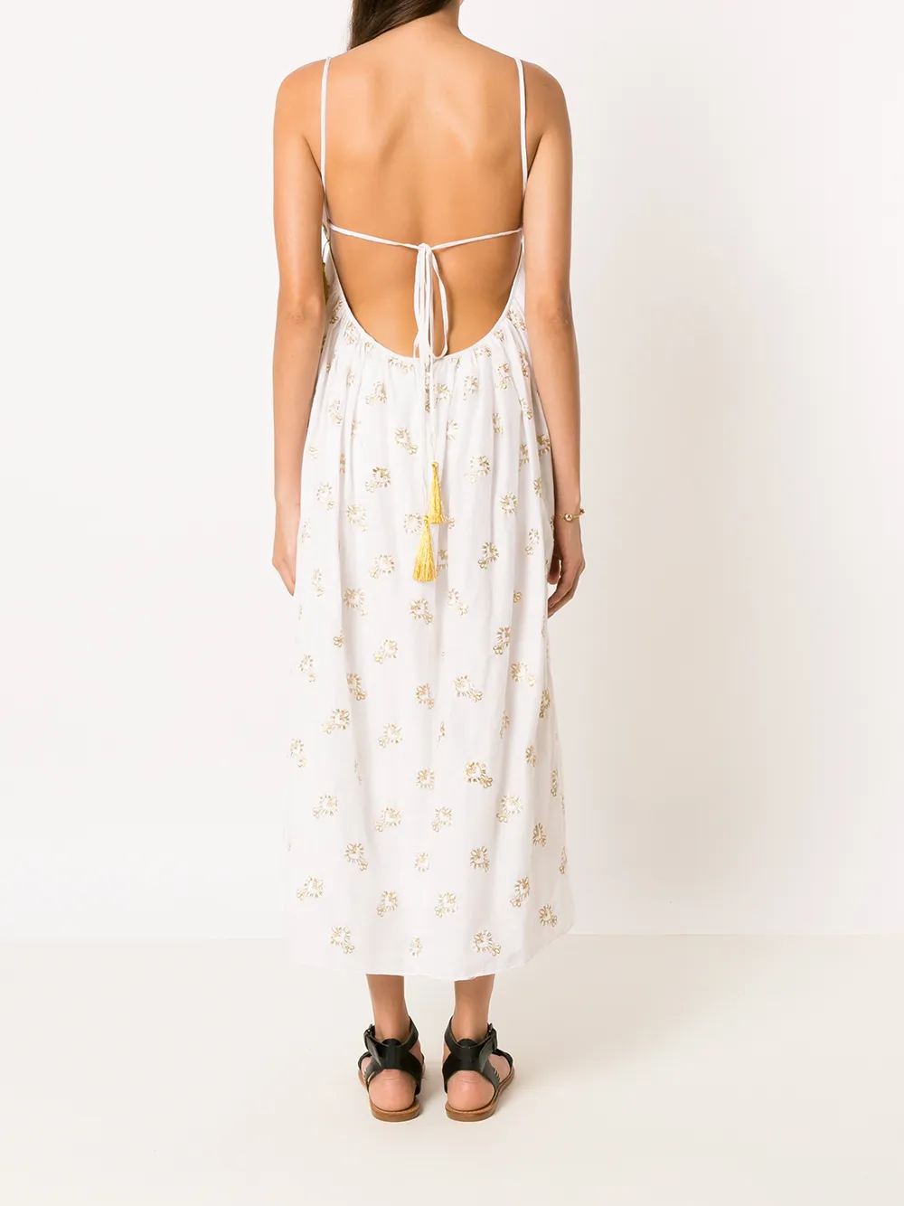 Olympiah Floral-embroidered Backless Dress In White