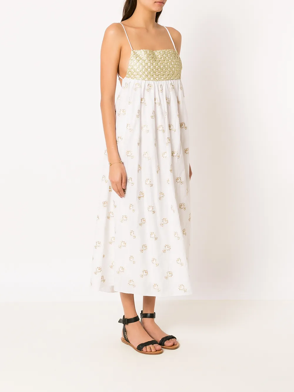 Olympiah Floral-embroidered Backless Dress In White