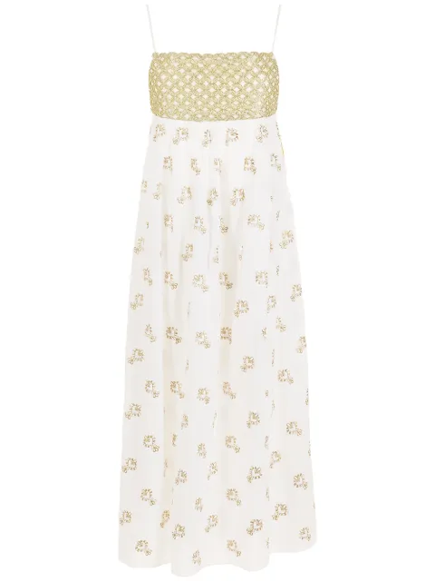 Olympiah floral-embroidered backless dress