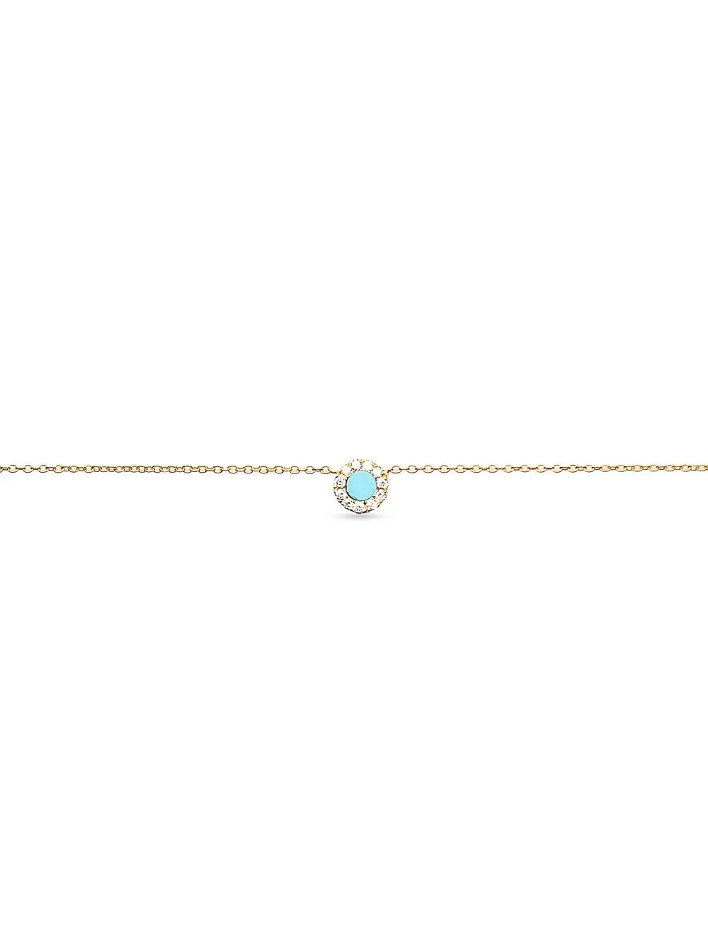 Diane Kordas 18kt yellow gold turquoise round evil eye diamond necklace