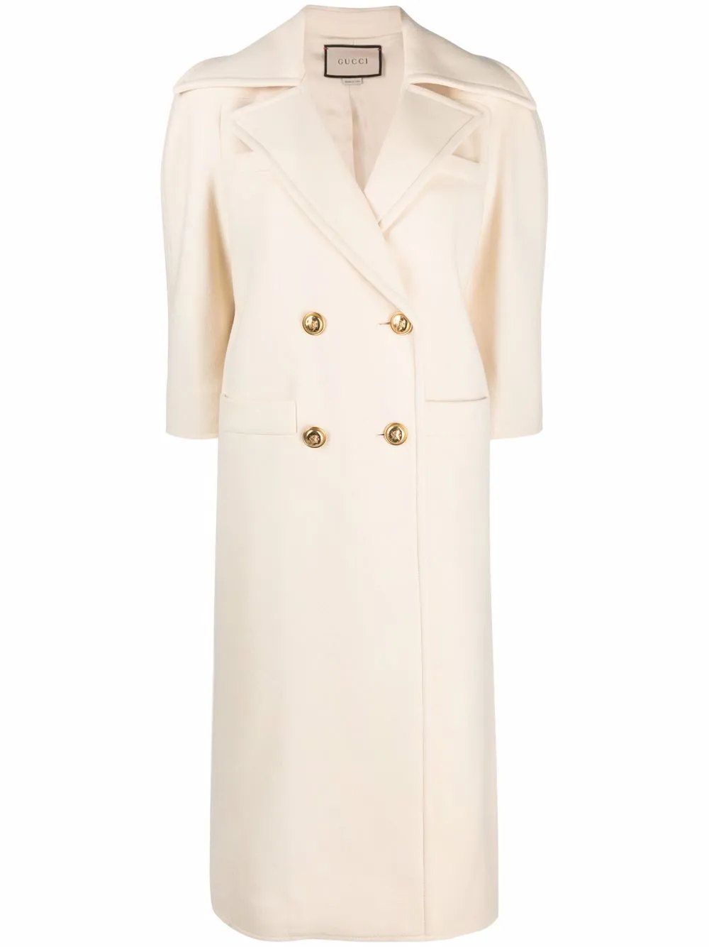 Gucci Double-breasted Coat In Nude