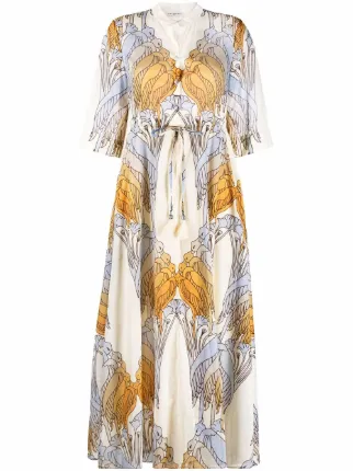 Shop Tory Burch birds-print maxi shirtdress with Express Delivery - FARFETCH