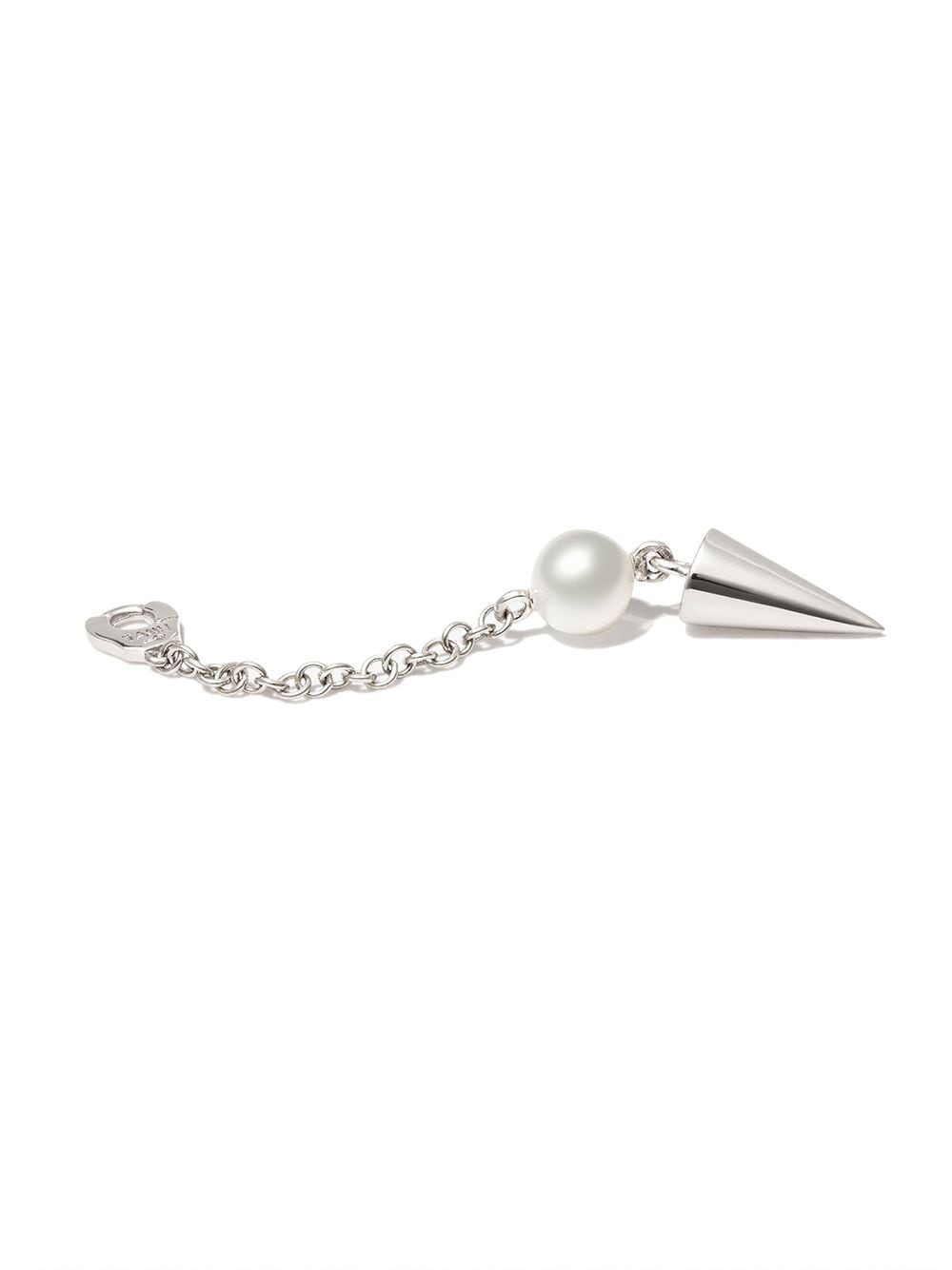 Shop Maria Tash 18kt White Gold Spike Pearl Drop Earring In Silver
