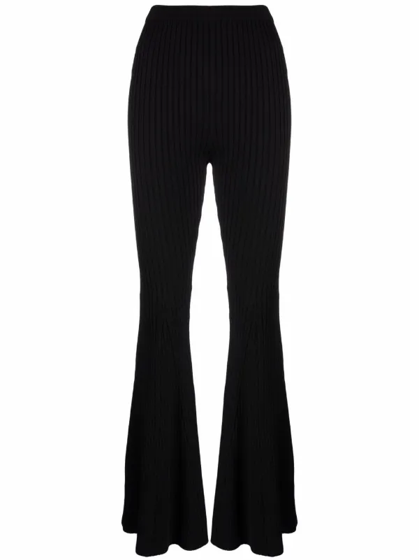 Shop Self-Portrait flared ribbed knit 