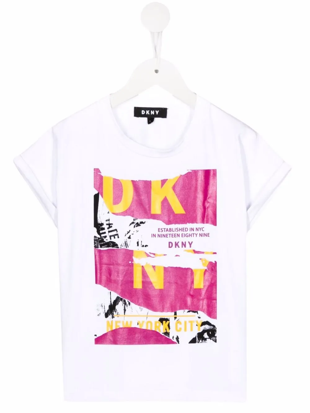 

Dkny Kids playera con logo estampado - Blanco