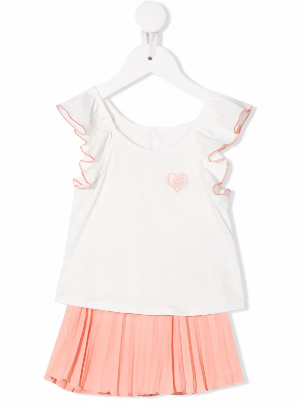 

Chloé Kids vestido estilo playera con falda plisada - Blanco