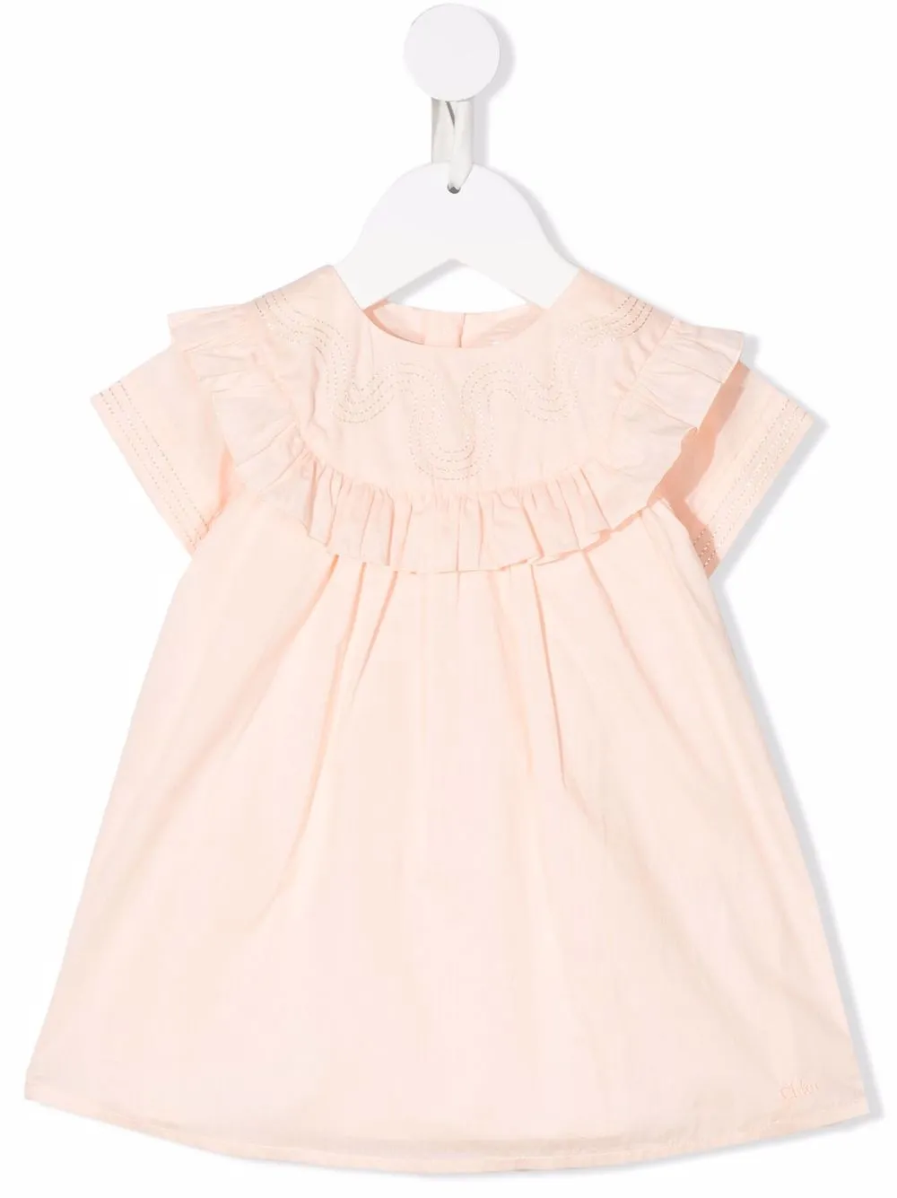 

Chloé Kids ruffled-neck flared dress - Neutrals