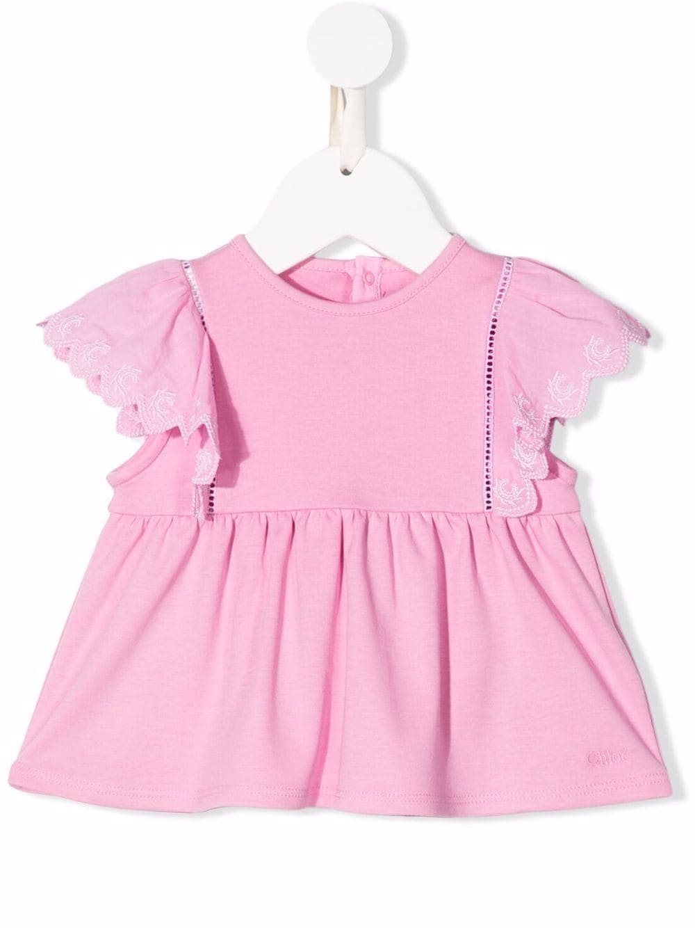 

Chloé Kids blusa con cuello redondo y volantes - Rosado