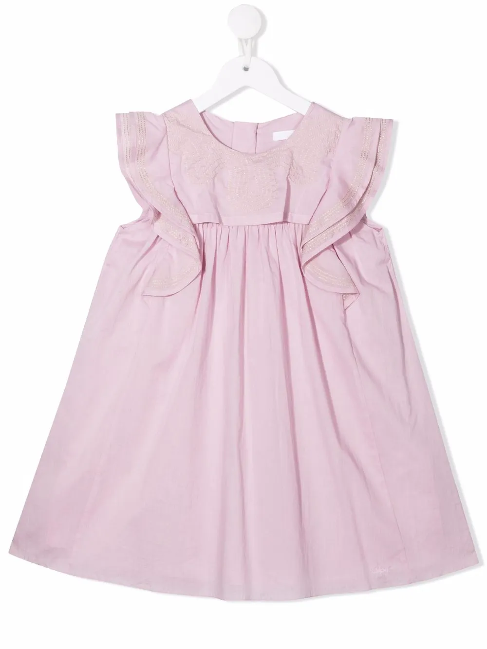 

Chloé Kids vestido con detalles de volantes - Rosado