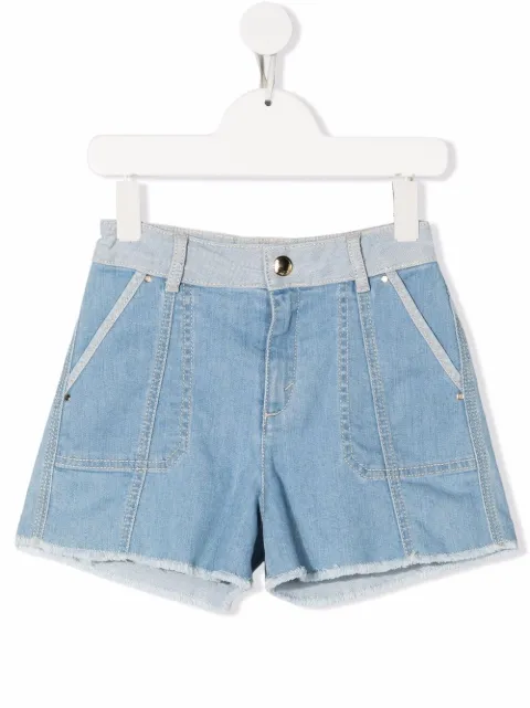 Chloé Kids شورت جينز بأطراف متباينة اللون