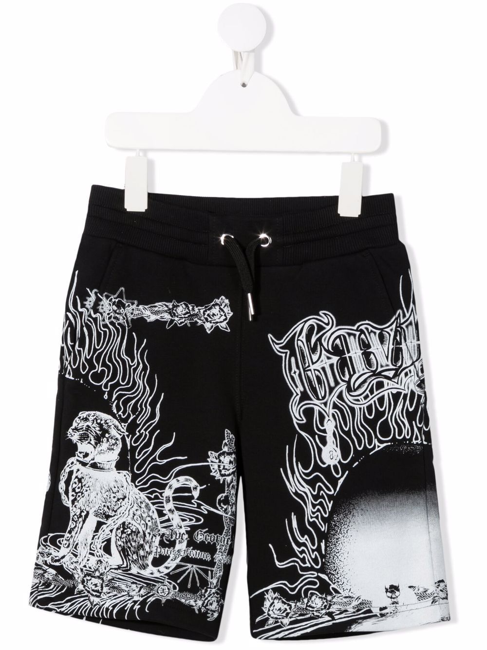 Image 1 of Givenchy Kids panther-print cotton track shorts