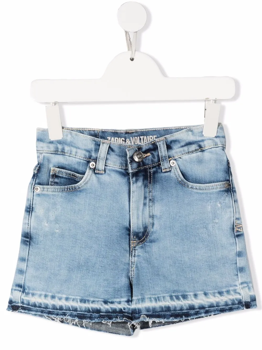 

Zadig & Voltaire Kids shorts de mezclilla con bordes sin rematar - Azul