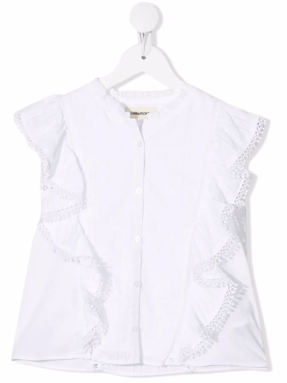 

Zadig & Voltaire Kids blusa con volantes y botones - Blanco