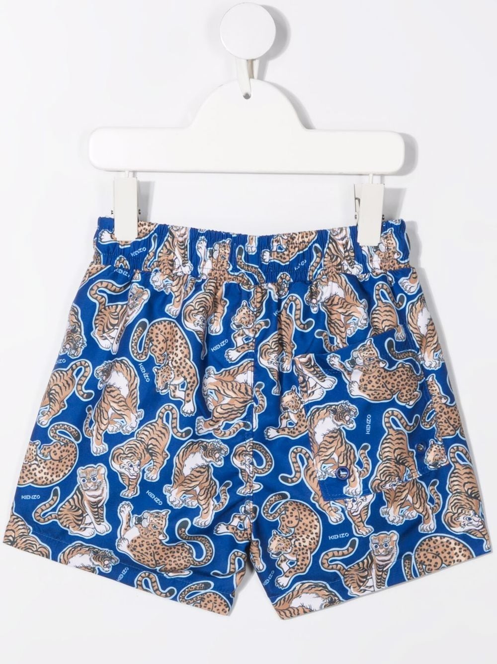 Shop Kenzo Tiger-print Swim Shorts In Blue