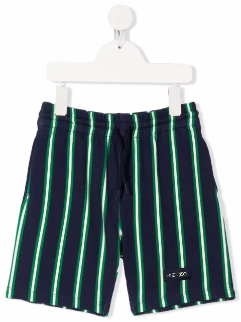 Kenzo Kids striped logo-patch shorts