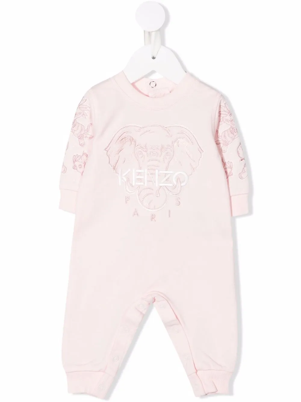 

Kenzo Kids Elephant-embroidered organic cotton romper - Pink