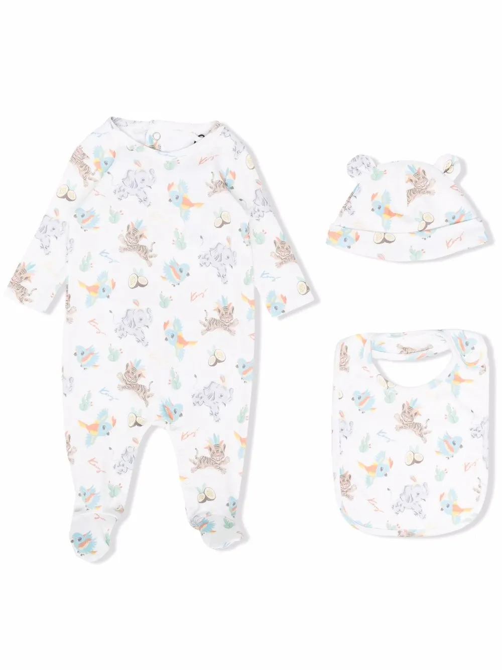 

Kenzo Kids set de mameluco con estampado gráfico - Blanco